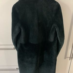 Yves Salomon Green Lambs Leather Fur Coat